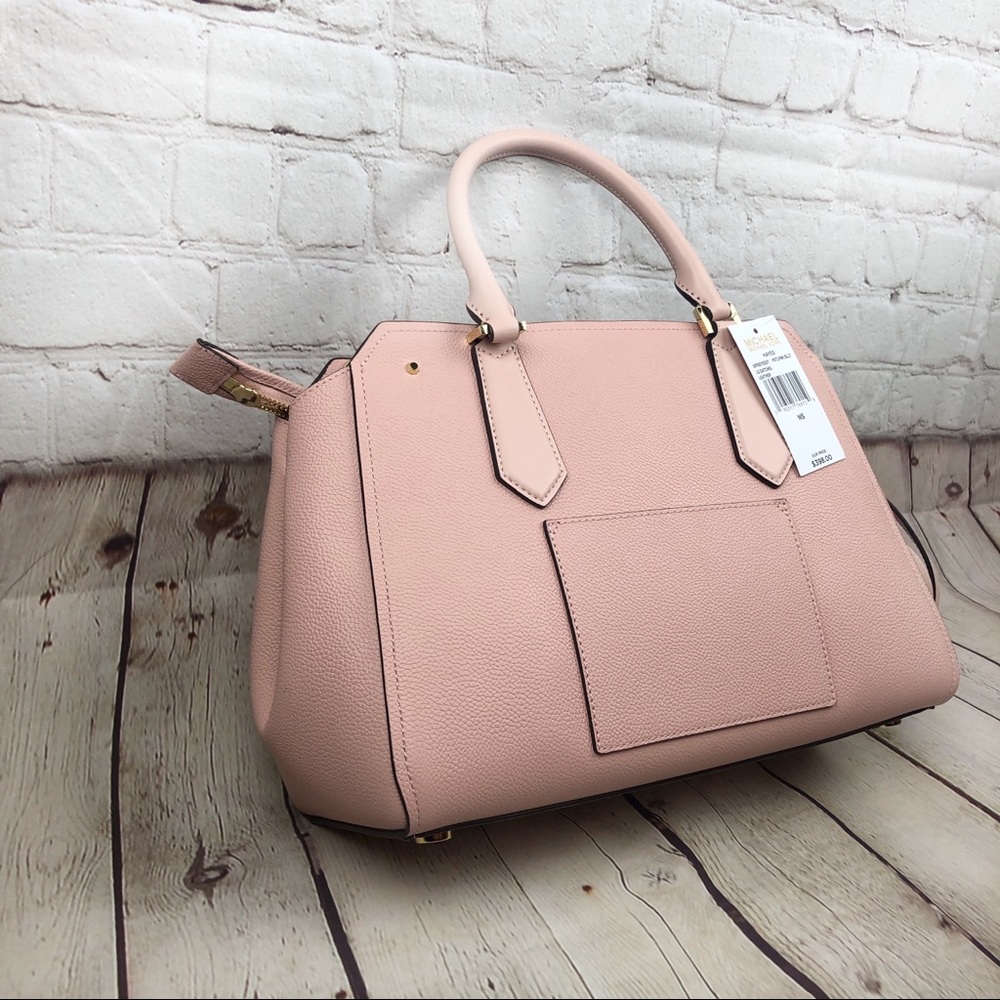 Michael Kors Hayes Large Leather Satchel Bag Pink - Picture 6 of 8